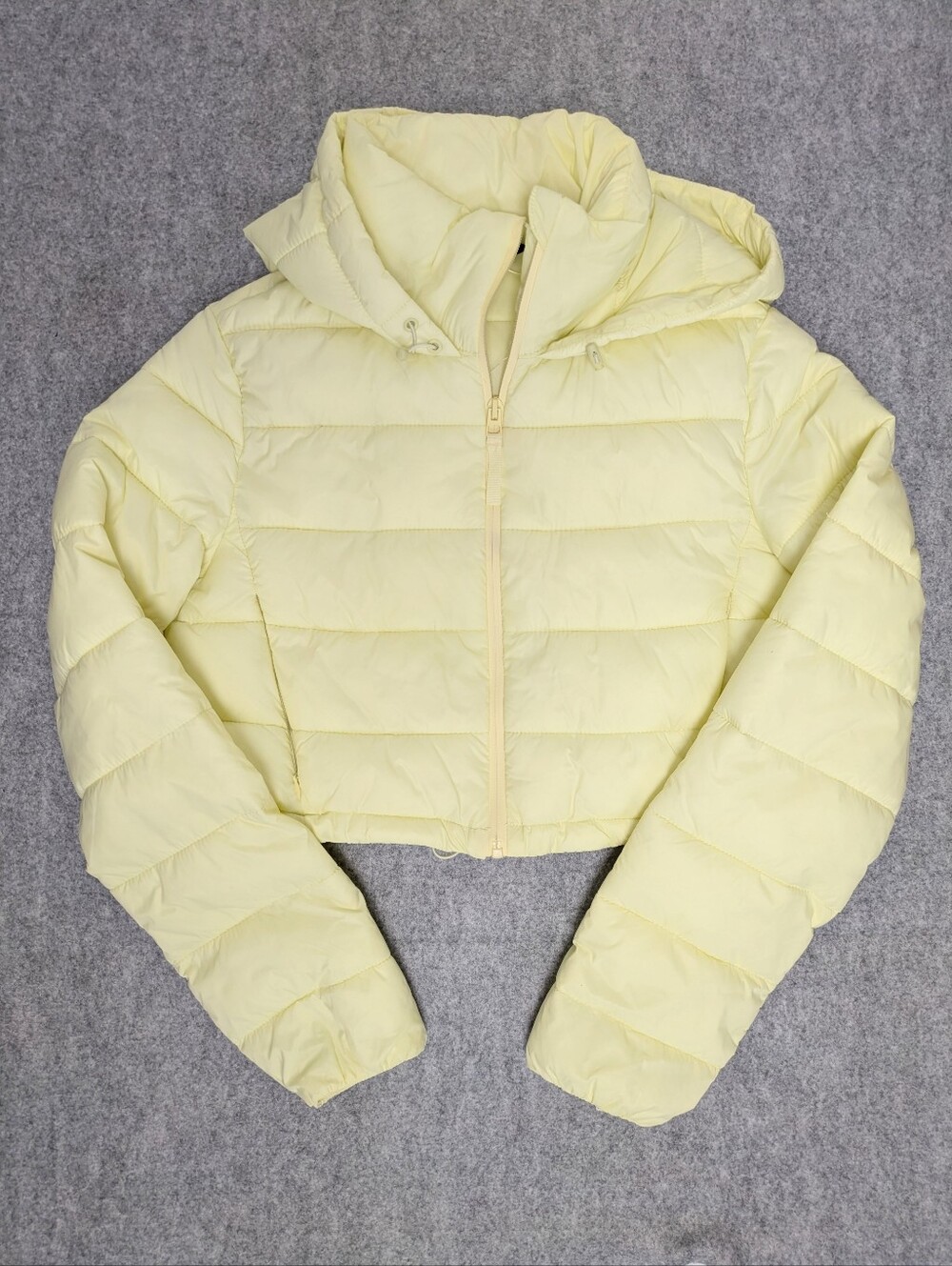 Zara Butter Yellow Cropped Quilted Puffer Jacket Size M Fits More Like Small